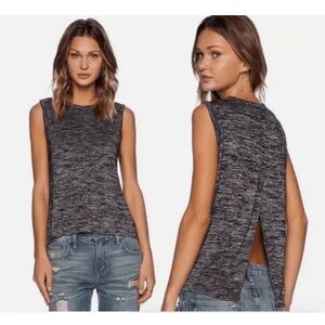 Rag and Bone/Jean Marled Heather Gray Black Split Back Sleeveless S